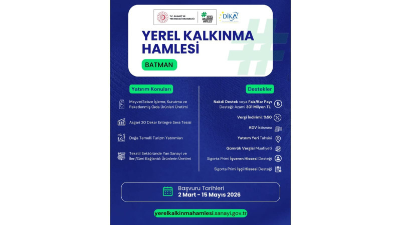 BATMAN’DA YEREL KALKINMA HAMLESİ BAŞLADI : 301 MİLYON TL’YE KADAR DESTEK